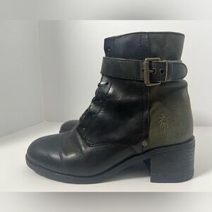 Fly London Dual-Tone Leather Buckle Ankle Boots